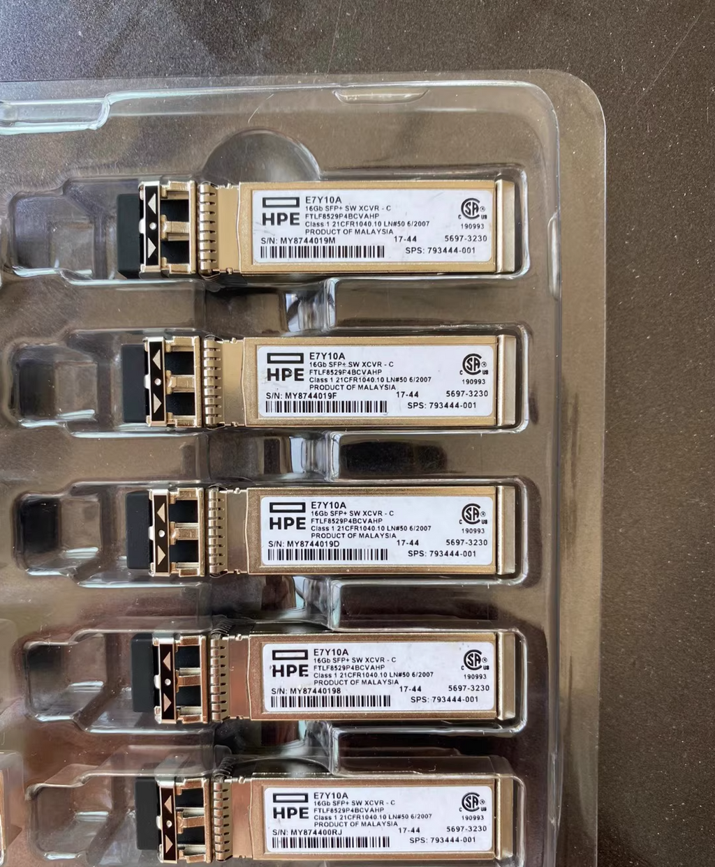 2pcs HPE FTLF8529P3BNVAHP 16Gb XCVR SFP+ Transceiver E7Y10A 793444-001