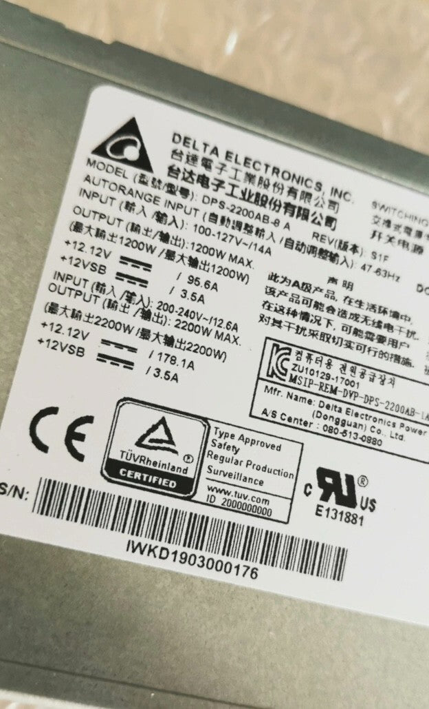 1x Delta DPS-2200AB-8 A | Módulo de fuente de alimentación de servidor de 2200 W | Fedex P1