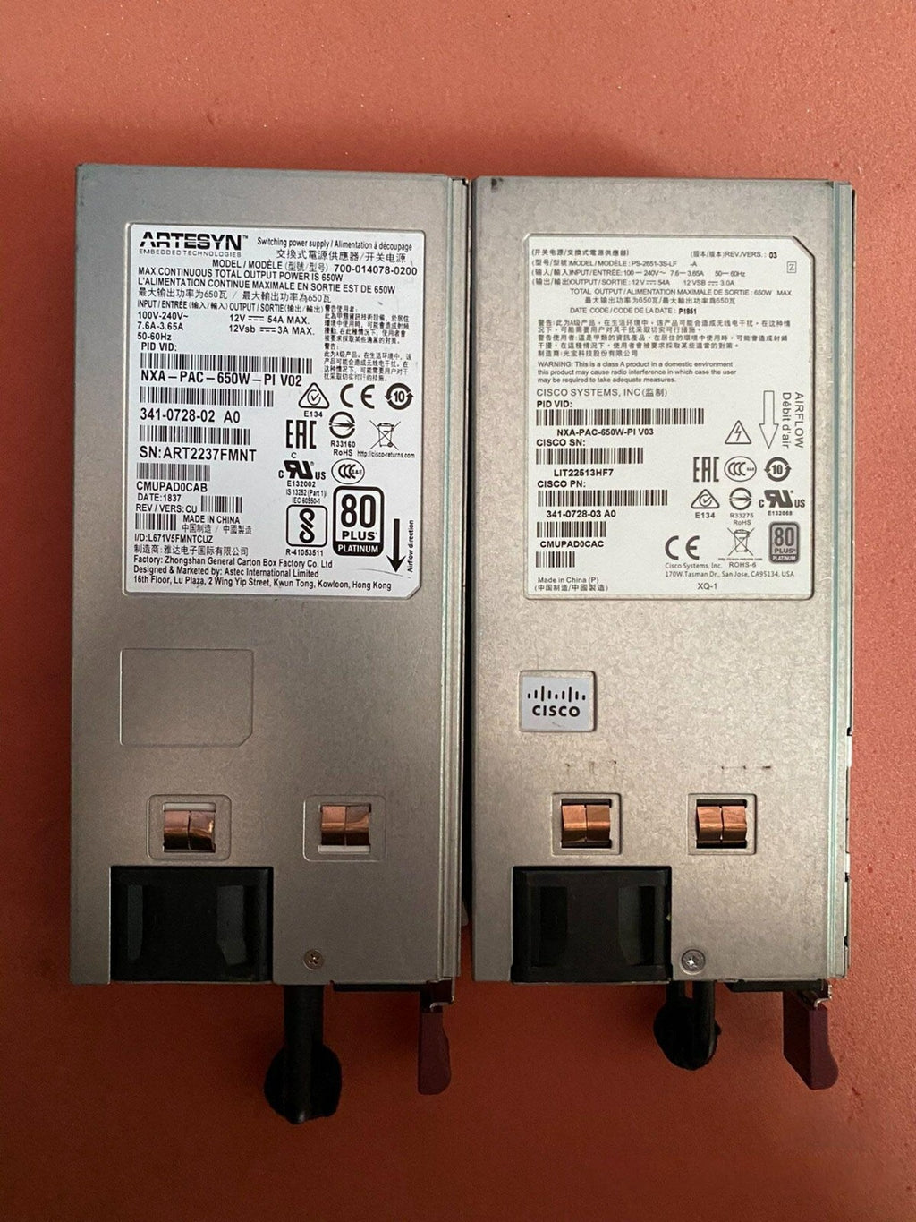 1 unidad Cisco NXA-PAC-650W-PI 650W 341-0728-03 Fuente de alimentación de CA con entrada del lado del puerto