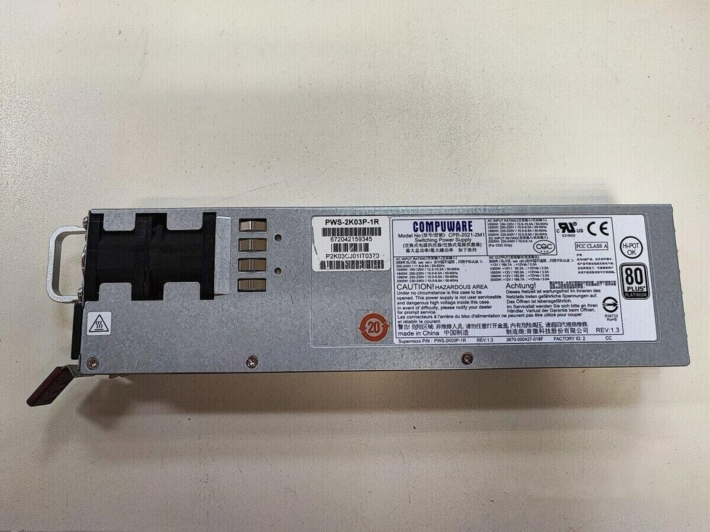 Fuente de alimentación redundante Supermicro PWS-2K03P-1R 2KW 1U para SuperServer 2049U-TR4