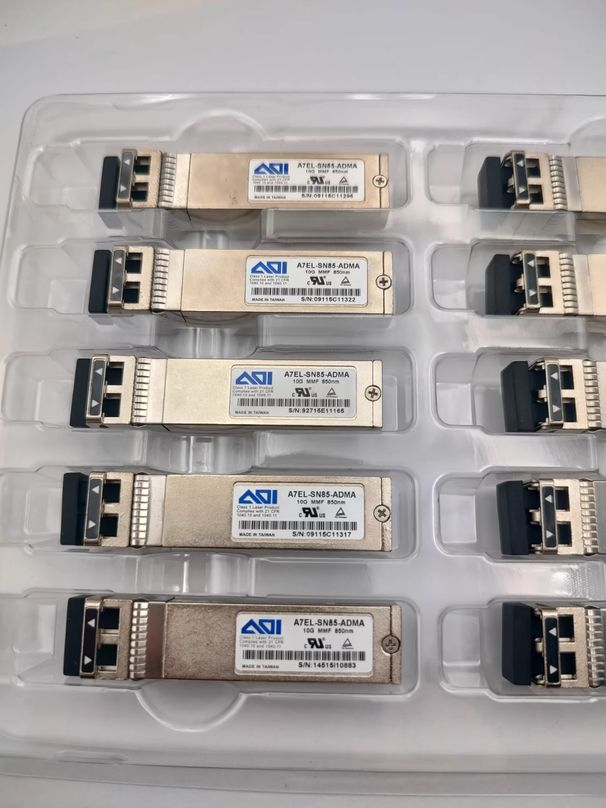 Lot of 10 AOI 10GB SFP+ A7EL-SN85-ADMA 300M 850NM SR Dual LC Transceiver