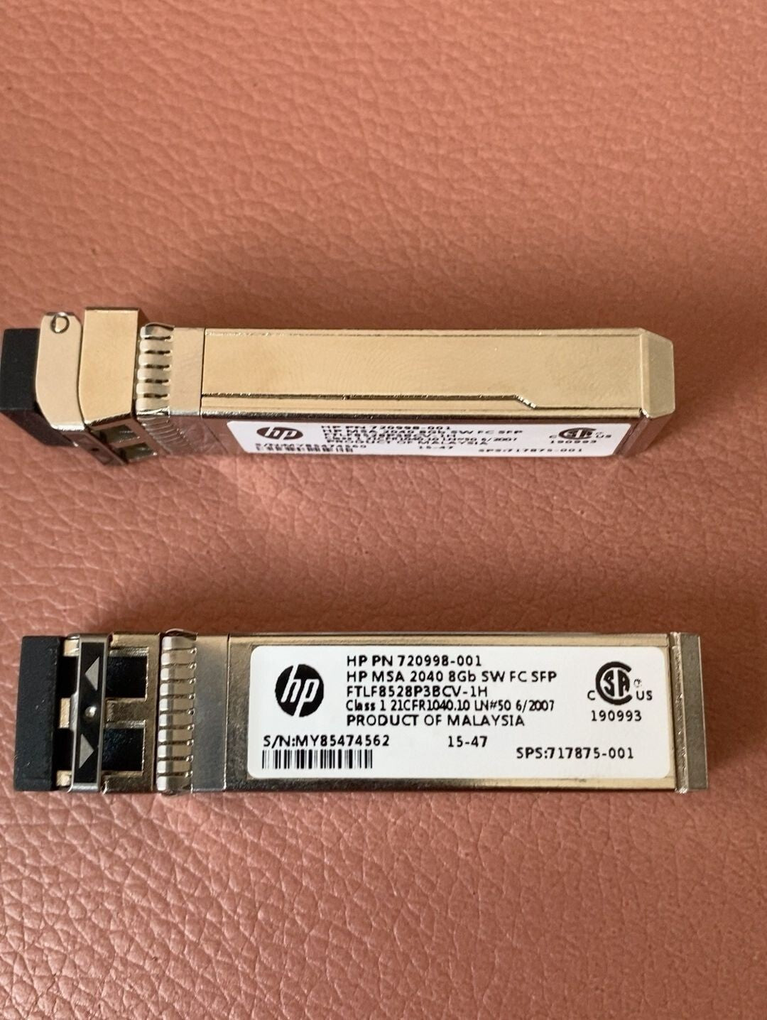 2pcs HP 720998-001 FTLF8528P3BCV-1H MSA 8GB SW FC SFP OPTICAL TRANSCEIVER C8R23A