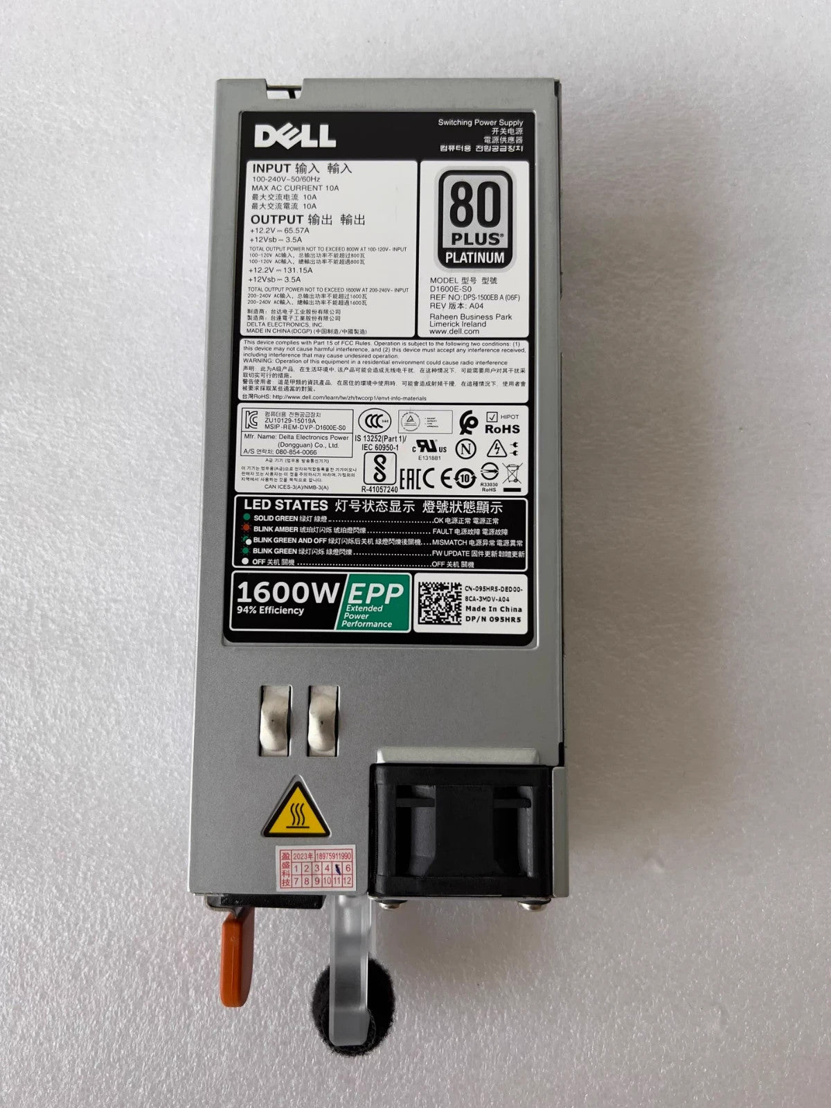 1pc Dell D1600E-S0 095HR5 1600W Switching Power Supply Tested