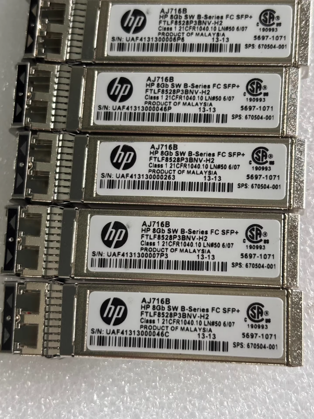 10PCS HP AJ716B AJ716B-63001 Transceptor SFP+ FC de la serie B SW de 8 Gb