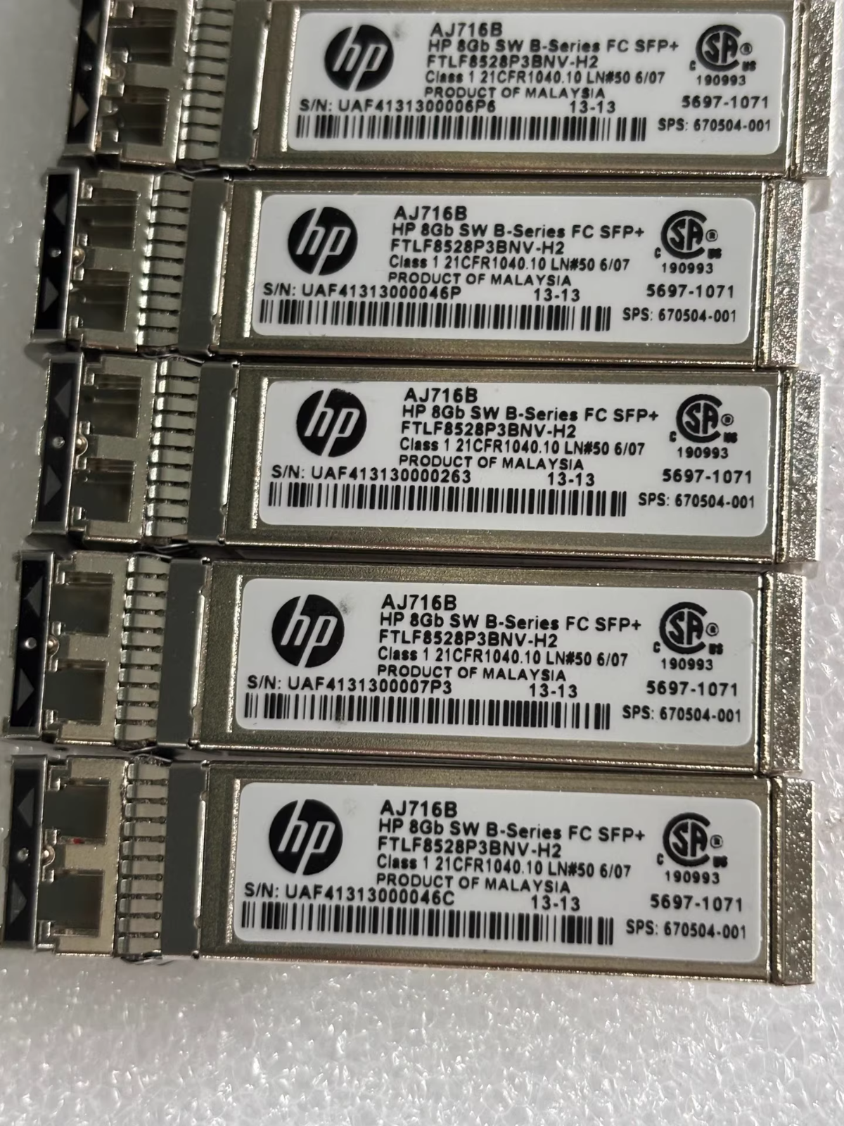 10PCS HP AJ716B AJ716B-63001 Transceptor SFP+ FC de la serie B SW de 8 Gb