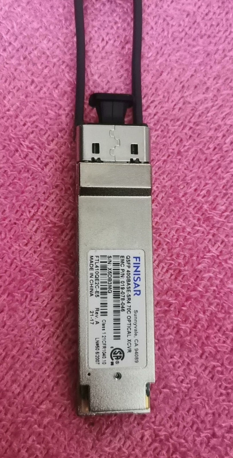 Lot of 5 Finisar FTL410QE2C-E5 019-078-046 40GBASE-SR4 QSFP Transceiver For EMC