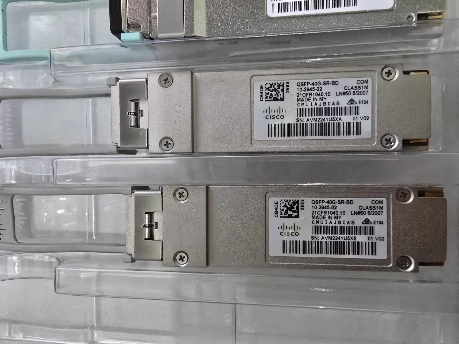 Lot of 2 Cisco 10-2945-02 QSFP-40G-SR-BD 40GBASE-SR-BiDi  Duplex MMF QSFP+
