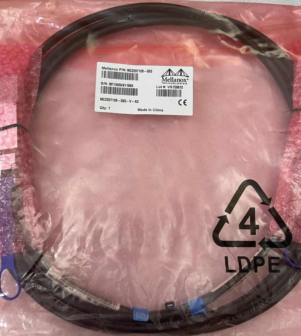 1x New Mellanox MC2207128-003 56Gb Ethernet FDR 3m QSFP Cable VIA Fedex P1