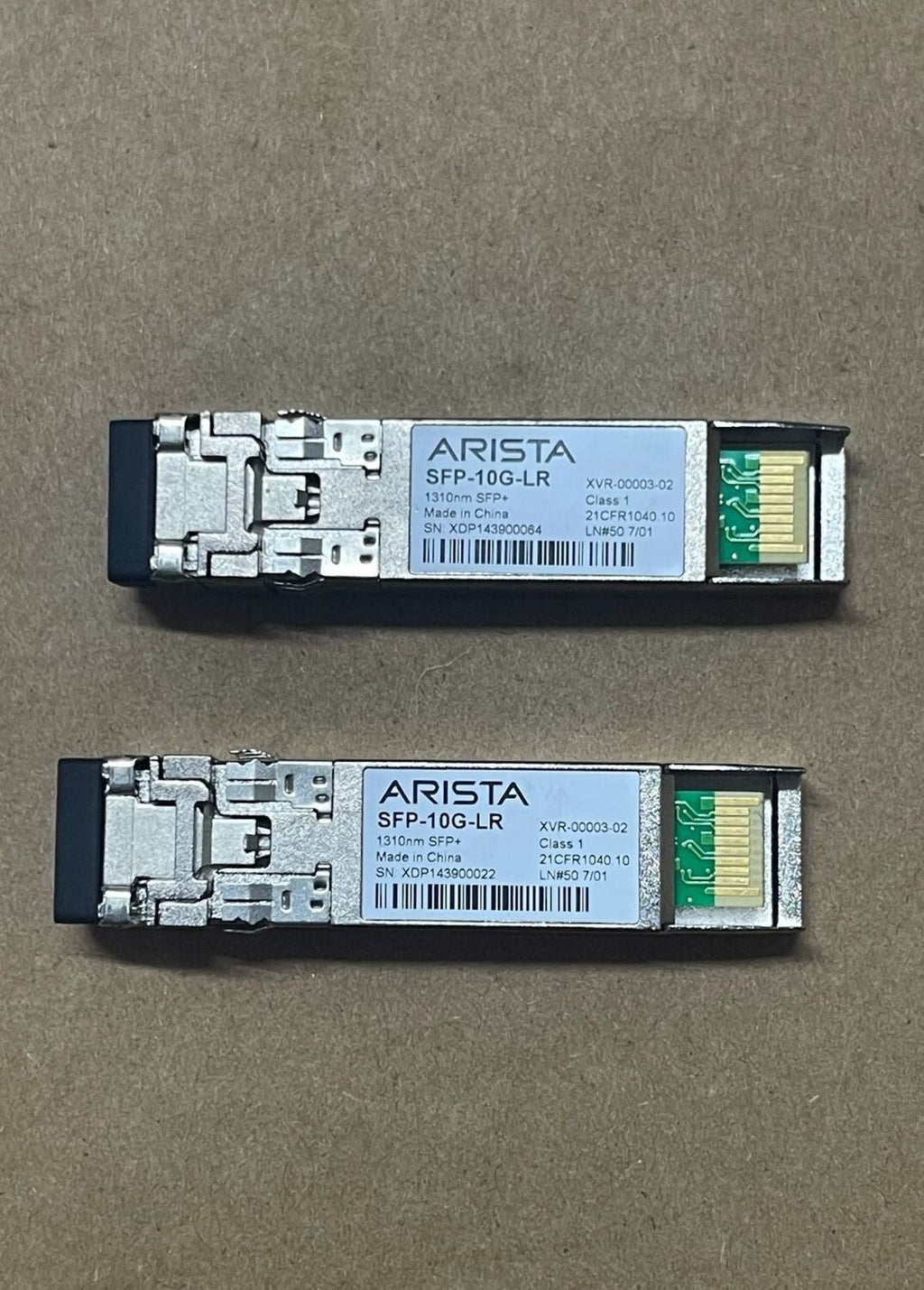 Lot of 2 Arista SFP-10G-LR 10GBASE-LR 1310nm SFP+ Fiber Transceiver XVR-00003-02