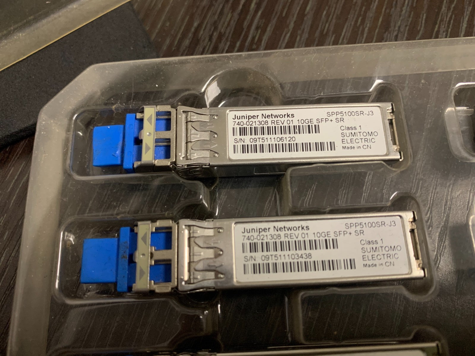 Lot of 2 Juniper SRX-SFP-10GE-SR 10GE 740-021308 SFP-10GE-SR 850nm 300m over MMF