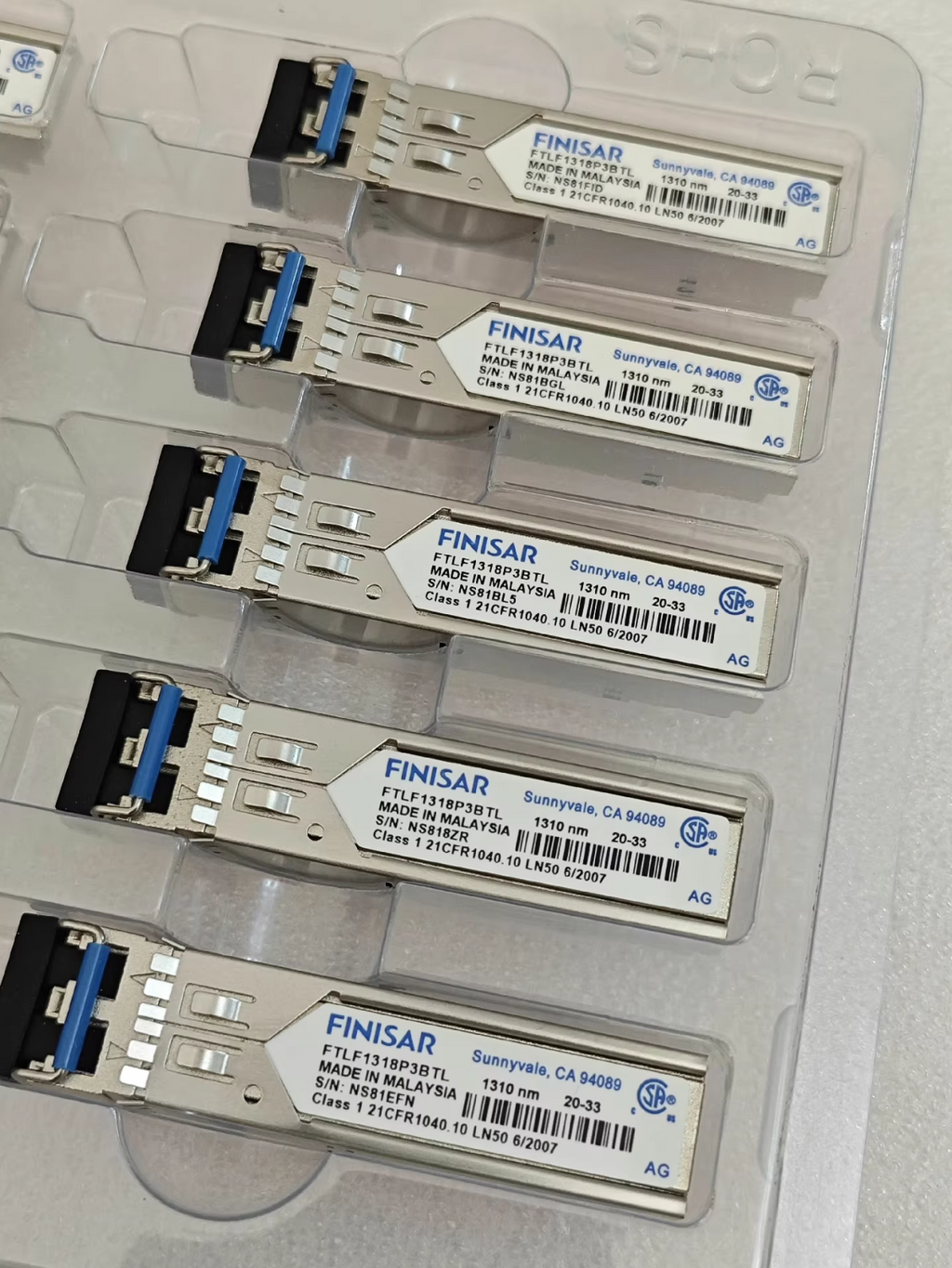 2 STÜCK Finisar Industrielle Temperatur 1310nm 10KM SFP Transceiver FTLF1318P3BTL