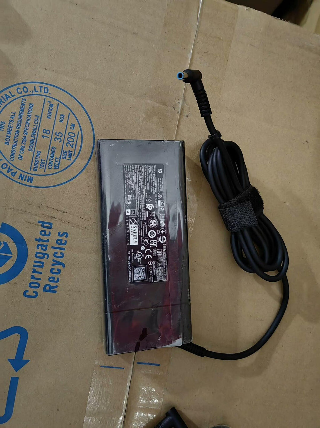 Cargador adaptador de CA HP usado de 19,5 V, 7,7 A, 150 W, punta azul, con cable de alimentación