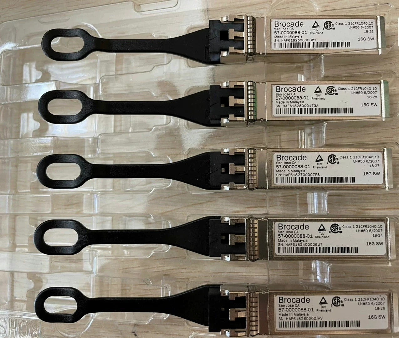 5 St. Original BROCADE 57-0000088-01 16GB SW 125M 850NM SFP+ GBIC XBR-000192