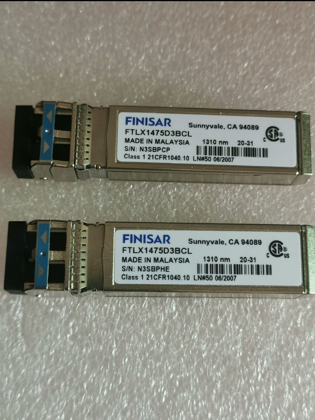2pcs Finisar FTLX1475D3BCL 10Gb 1310nm 10km Single Mode Datacom SFP+ 10G LW/LR