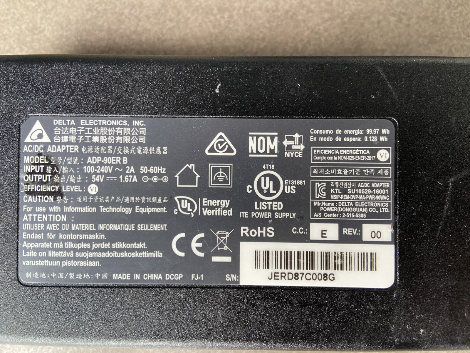 Cisco ADP-90ER B Adaptador de corriente AC 90w Meraki = 640-47010 54V 1.67A Buen estado