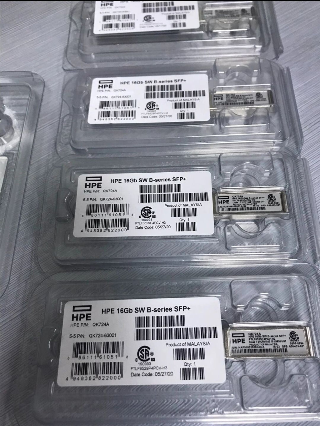 4pcs HPE | QK724A | FTLF8529P4PCV-H2 | 16Gb SW B-SERIES SFP+ Transceiver