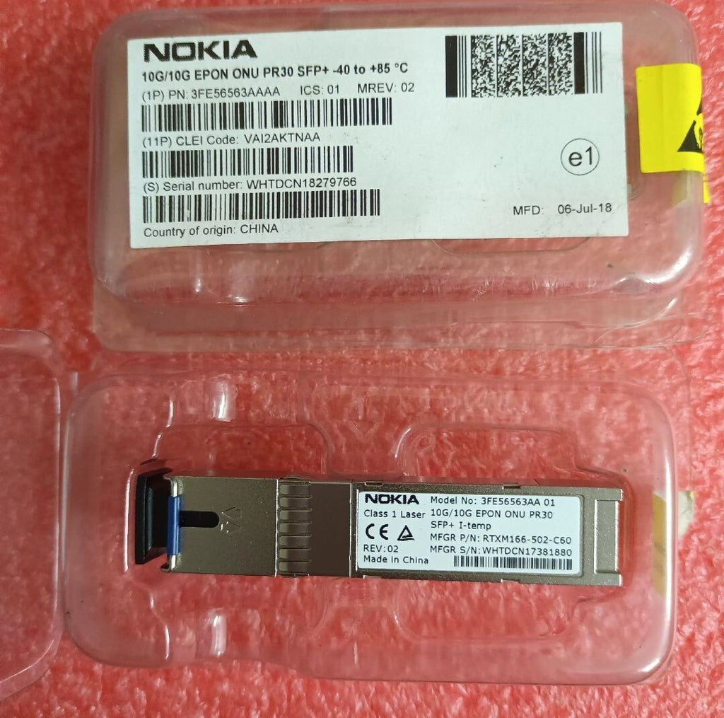 1Stück Nokia 3FE56563AA 01 10G/10G EPON ONU PR30 SFP+ I-TEMP KLASSE 1 LASER