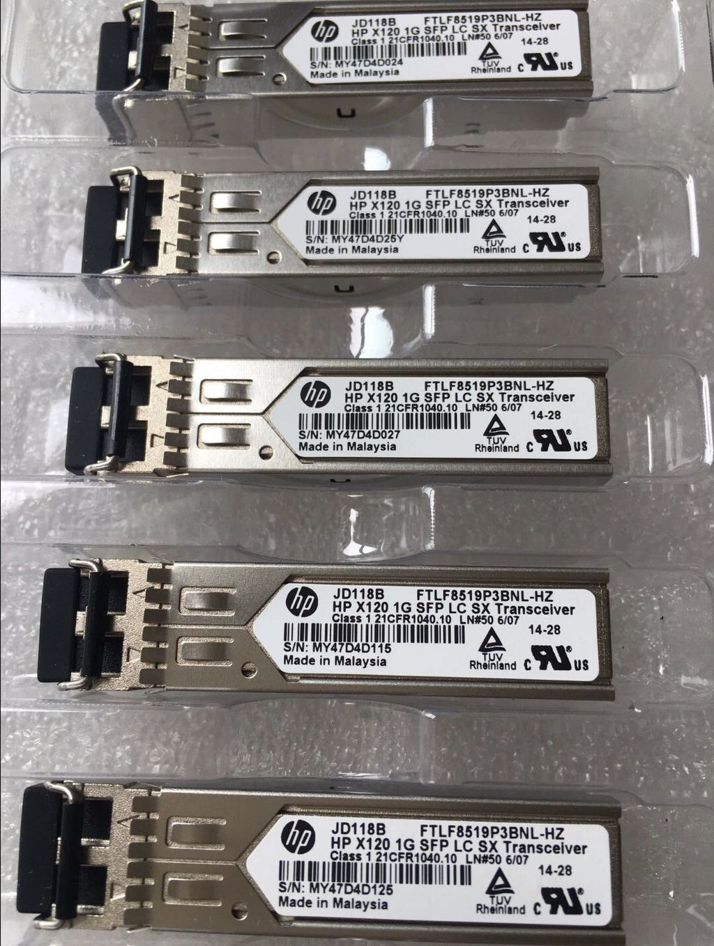 5pcs JD118B HP FTLF8519P3BNL-HZ X120 1G SFP LC SX 850nm SFP TRANSCEIVER Module