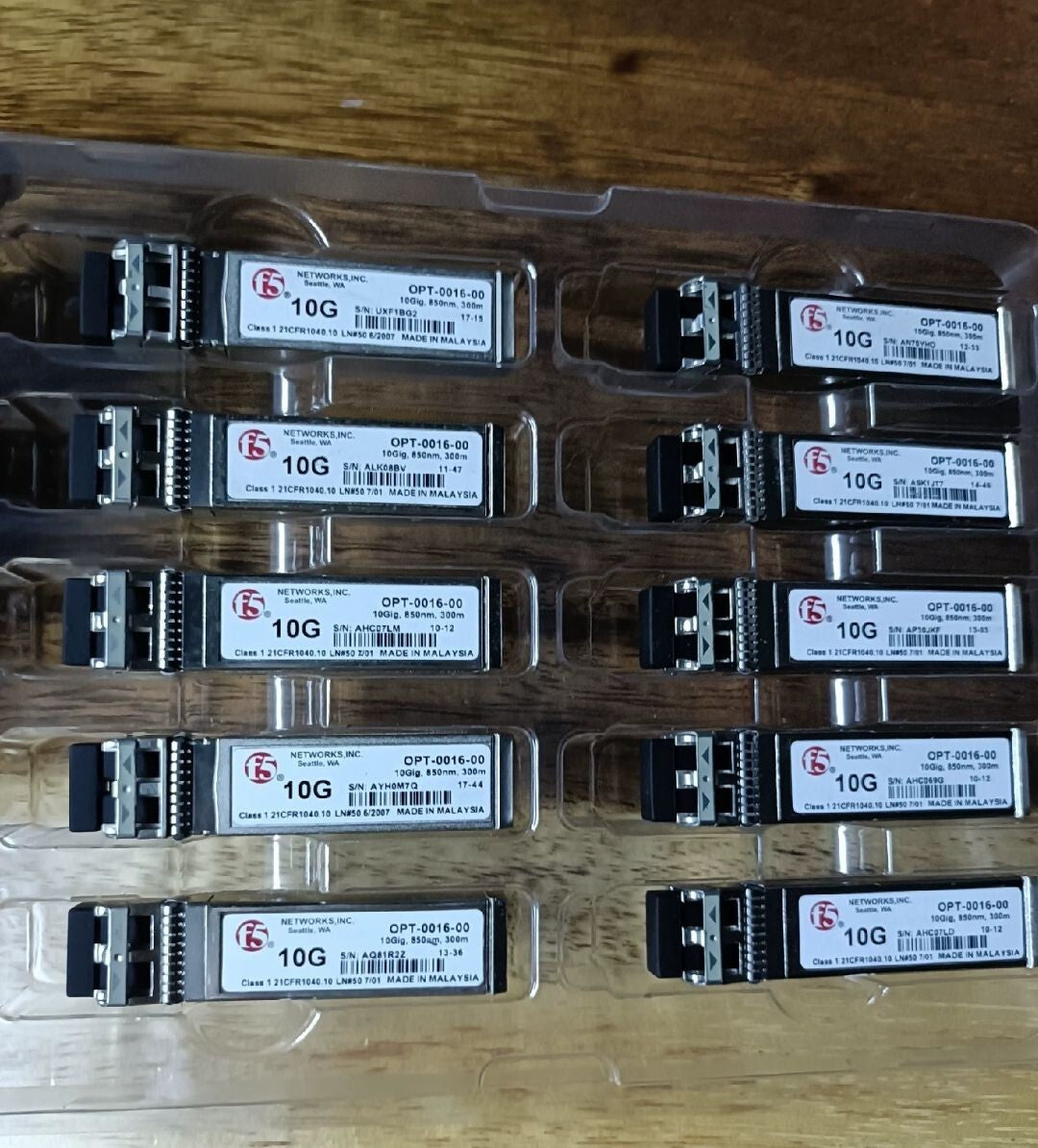 4 Stk. F5 Networks 10Gb OPT-0016-00 F5-UPG-SFP+-R 10GBASE-SR SFP+ Transceiver