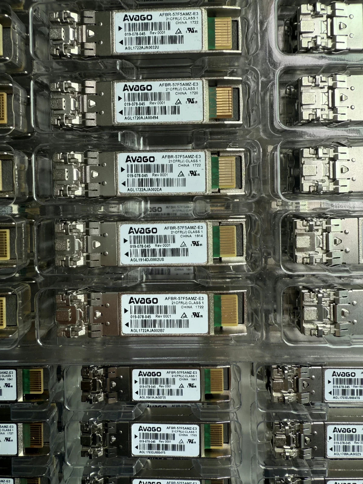 LOT OF 20 Avago AFBR-57F5AMZ-E3 16 Gbps Fibre Channel SFP PN: 019-078-045