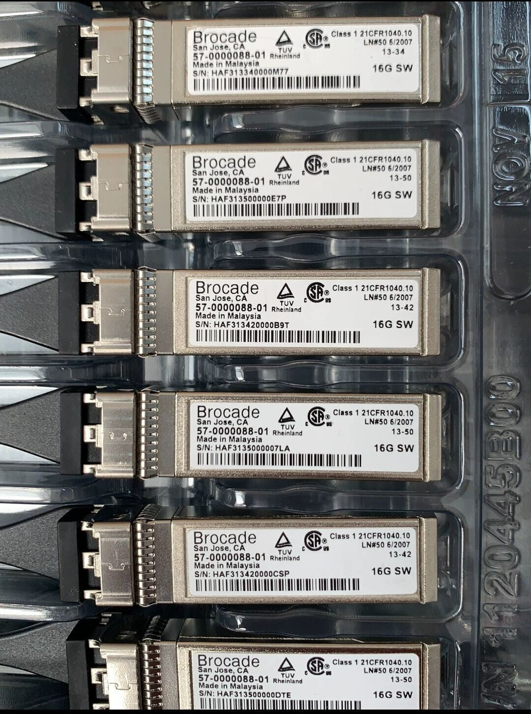 8-Pack Brocade 16Gbps 57-0000088-01 Fibre Channel SFP+SW Transceiver Module