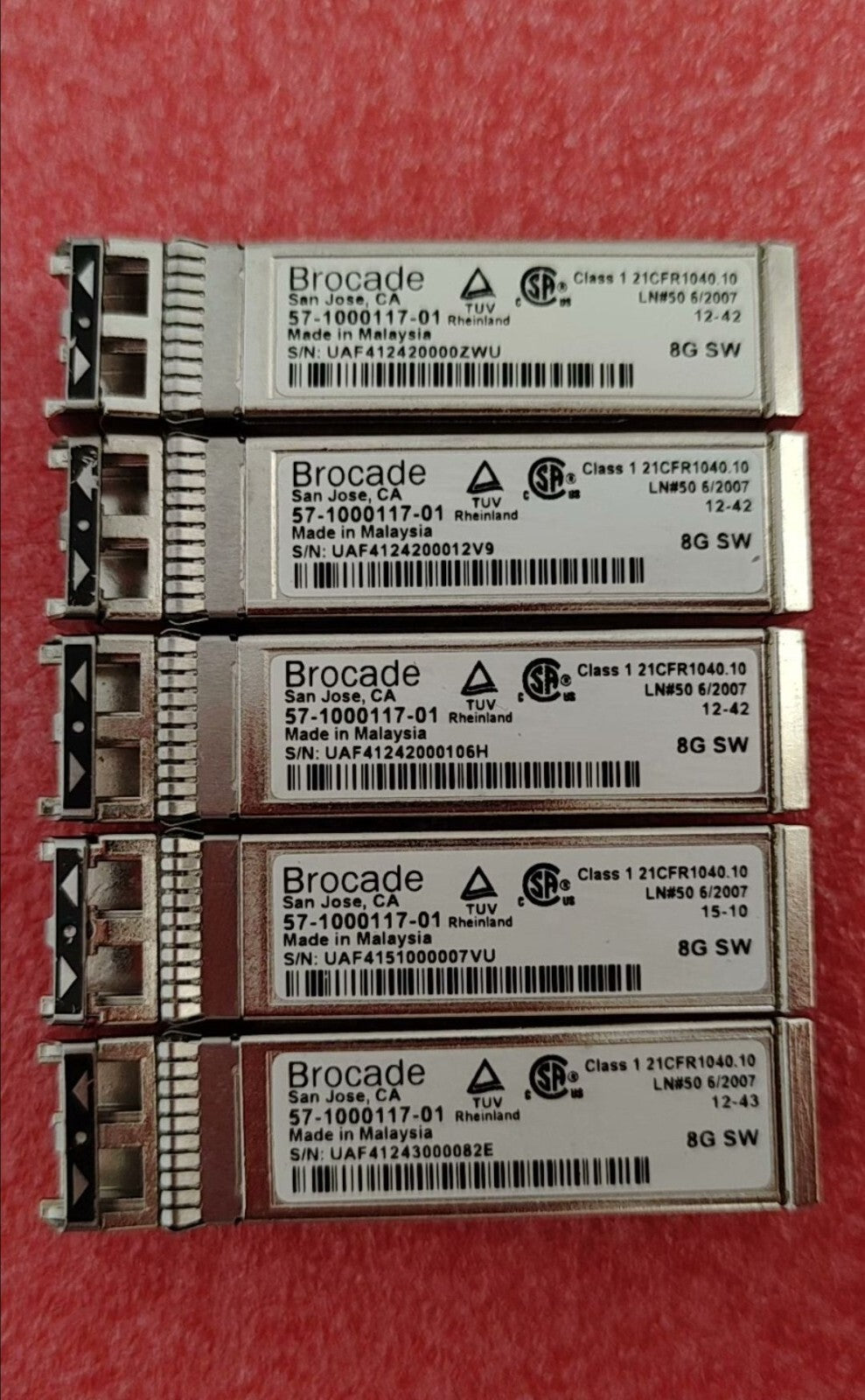 10pcs Brocade 57-1000117-01 8GB FC 850nm SW SFP+ Fiber Optic Transceiver