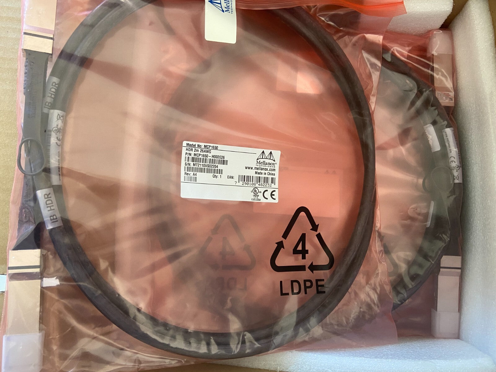 1PC New Mellanox MCP1650-H002E26 Network Cable VIA Fedex P1 FS
