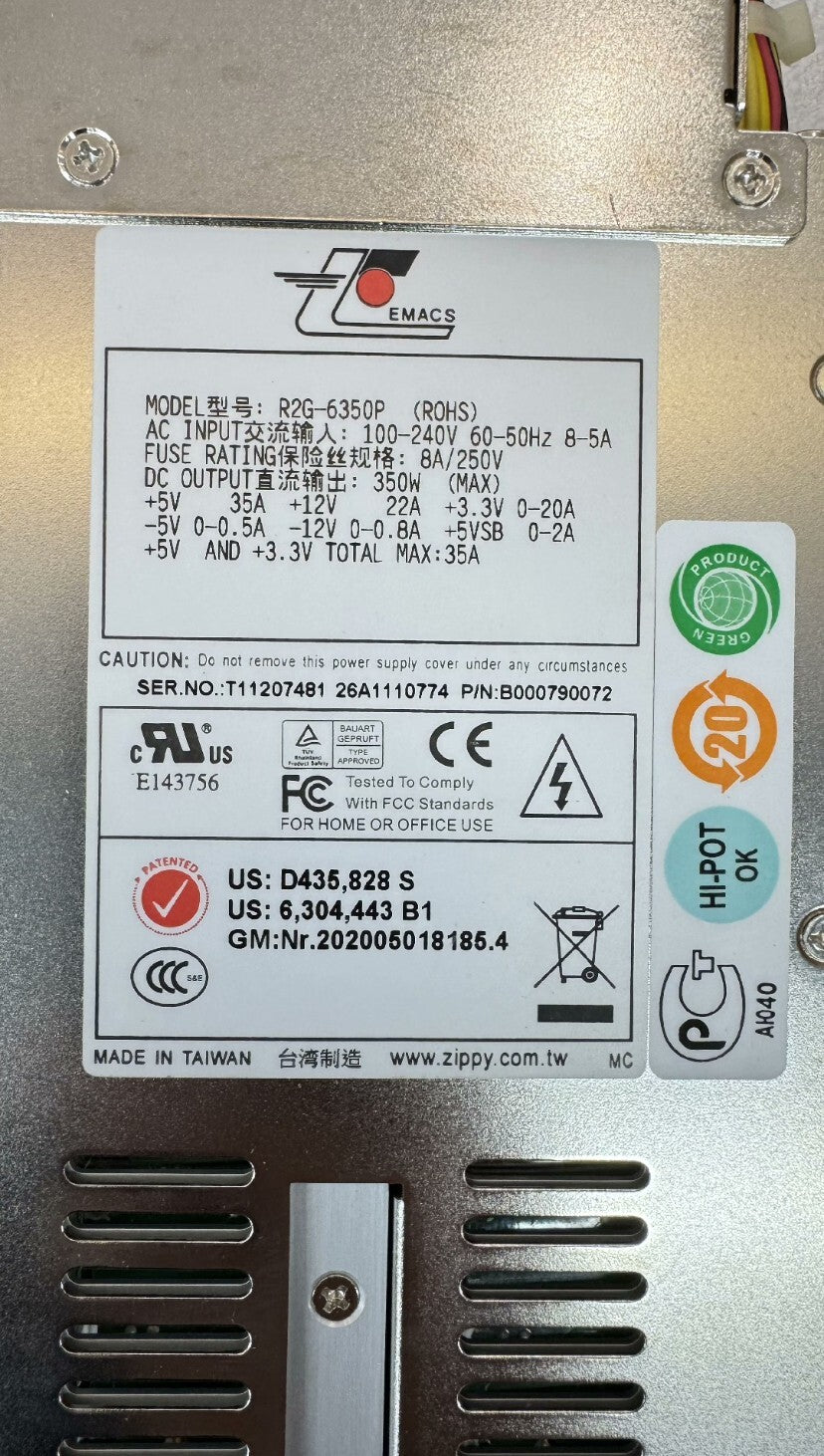 1PC EMACS R2G-6350P ROHS 350W Max Power Supply TESTED ＆ FASTSHIP
