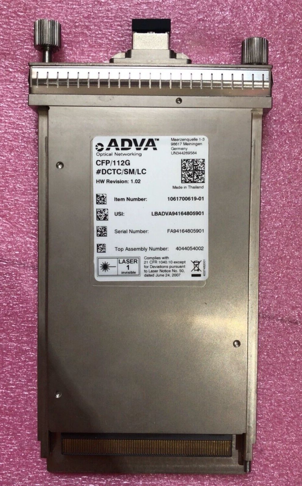 1pcs ADVA CFP/112G #DCTC/SM/LC 1061700619-01 Optical Transceiver Module