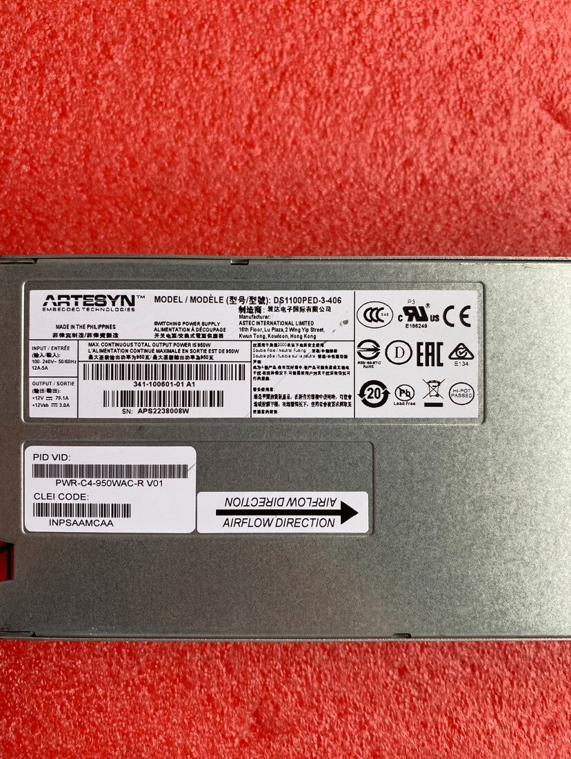 Cisco PWR-C4-950WAC-R DS1100PED-3-406 Fuente de alimentación de CA para switch c9500-24q/40x