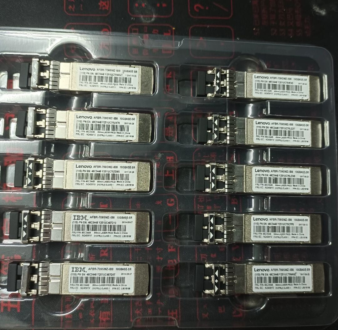 Lot of 10 Lenovo / IBM 46C3448 46C3449 AFBR-709SMZ-IB8 10Gbase-SR Transceiver