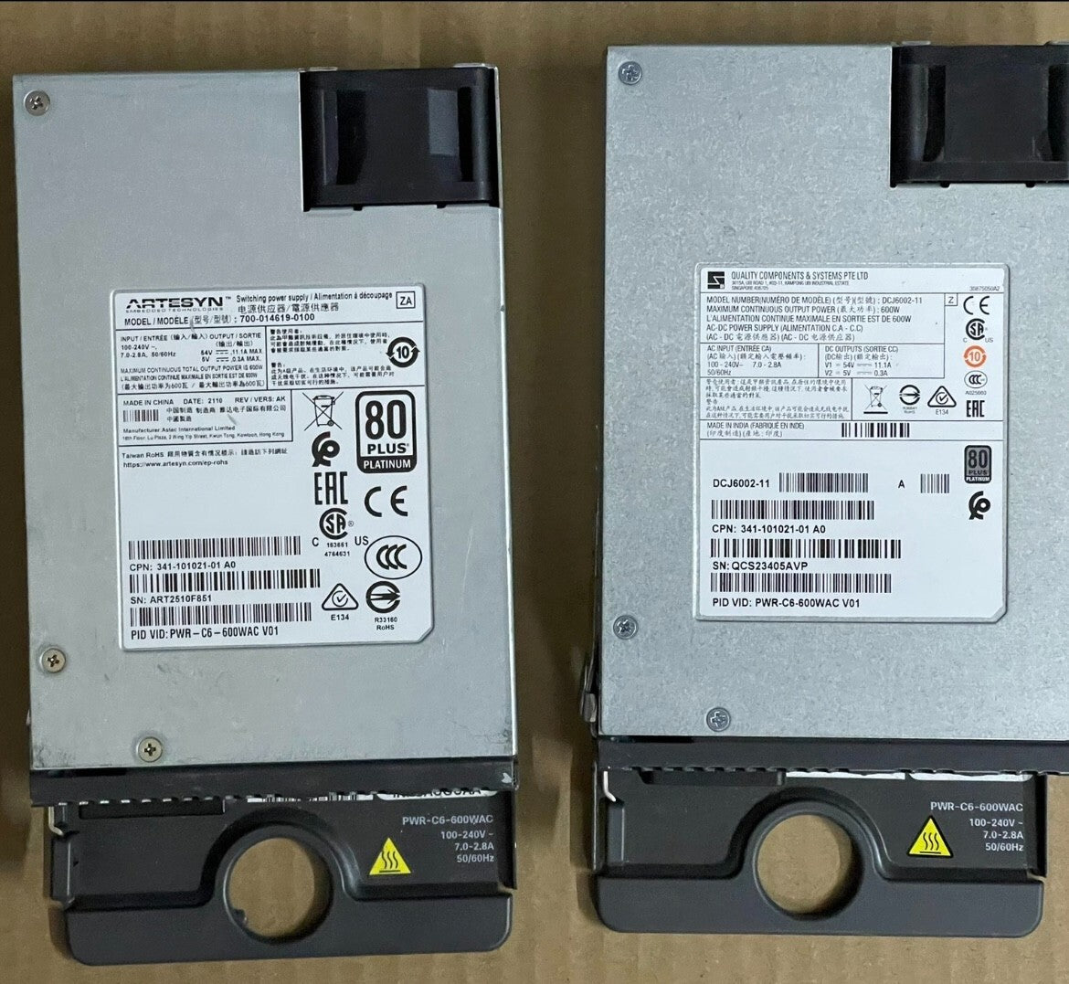 1x Fuente de alimentación Cisco PWR-C6-600WAC usada, genuina para switches C9200 | FedEx P1