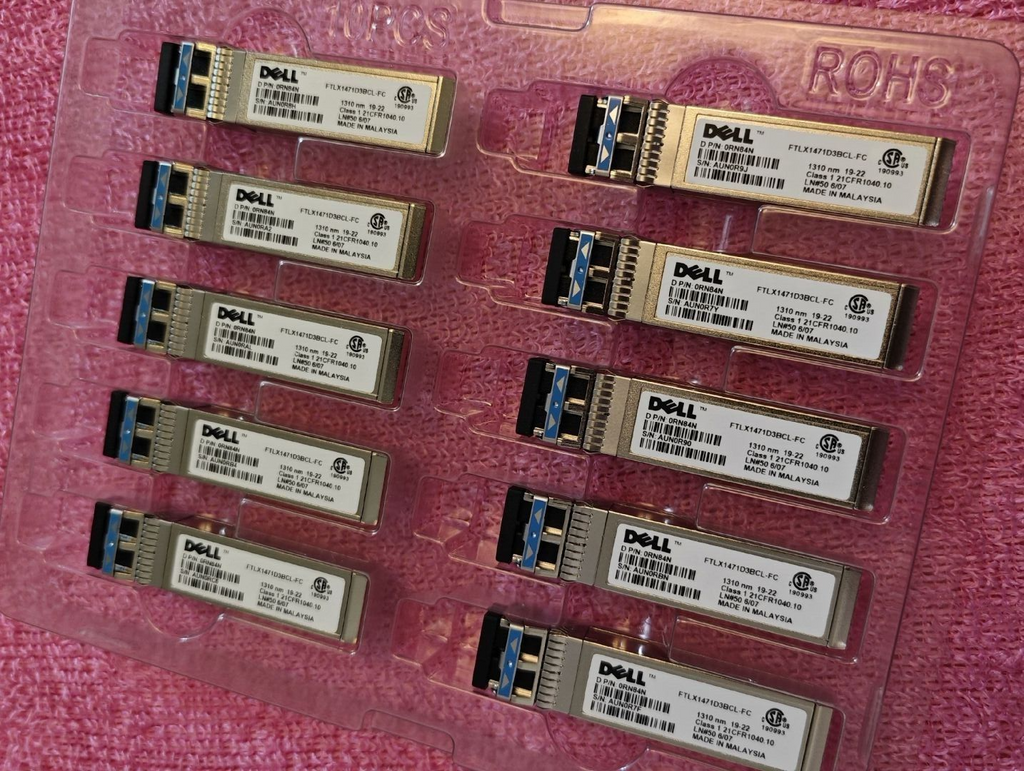 10pcs Dell SFP-10G-LR 0RN84N FTLX1471D3BCL-FC 10GE 10km 1310nm SMF Transceiver