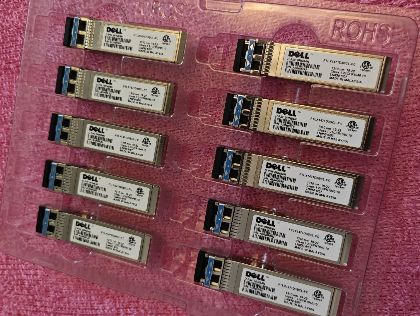 10pcs Dell SFP-10G-LR 0RN84N FTLX1471D3BCL-FC 10GE 10km 1310nm SMF Transceiver