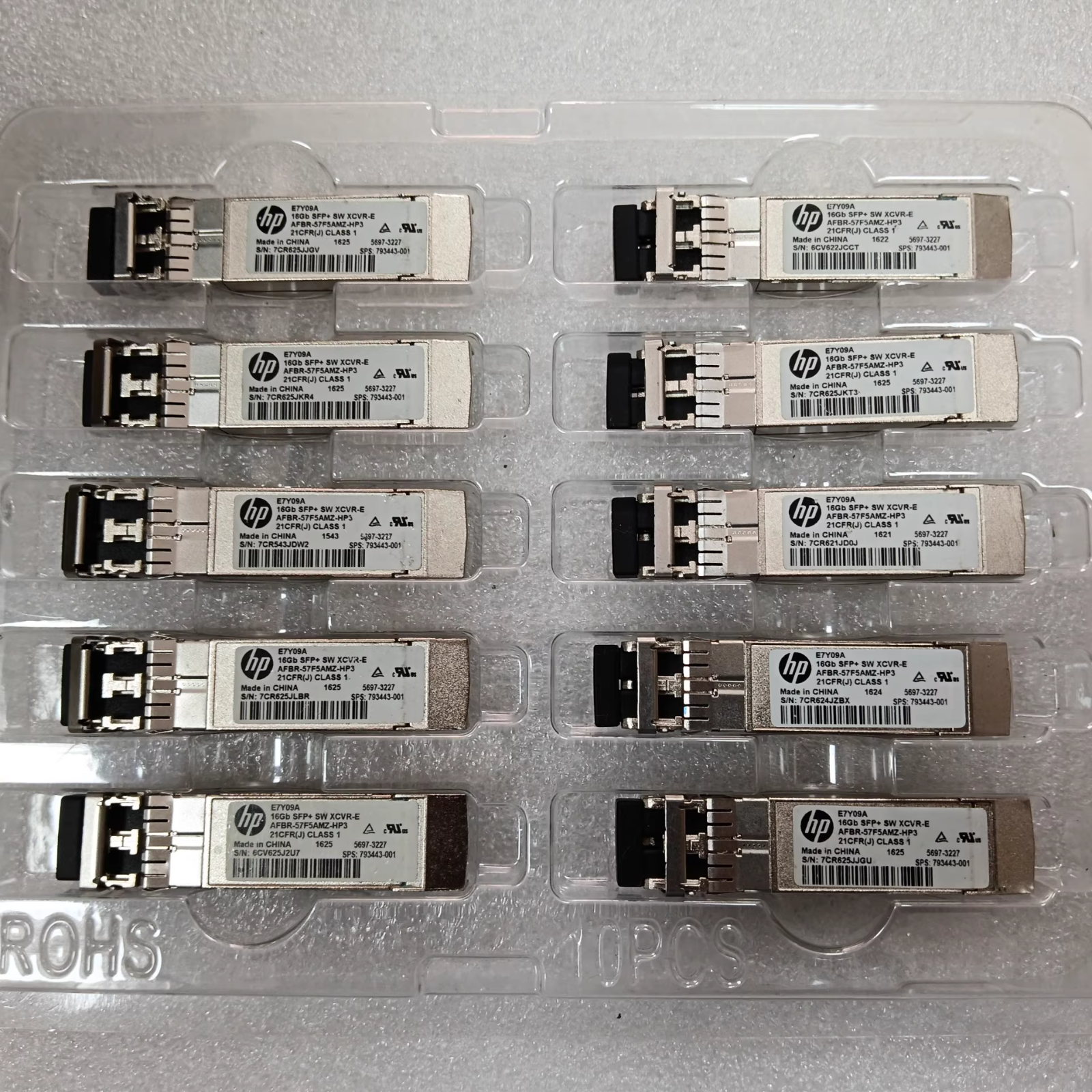 Lot of 10 HP E7Y09A 793443-001 16Gb SFP+ SW Transceiver XCVR-E AFBR-57F5AMZ-HP3