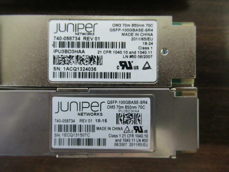 2pcs Juniper QSFP-100GBASE-SR4 QSFP28 850nm 70M OM3 MMF JNP-QSFP-100G-SR4 Module