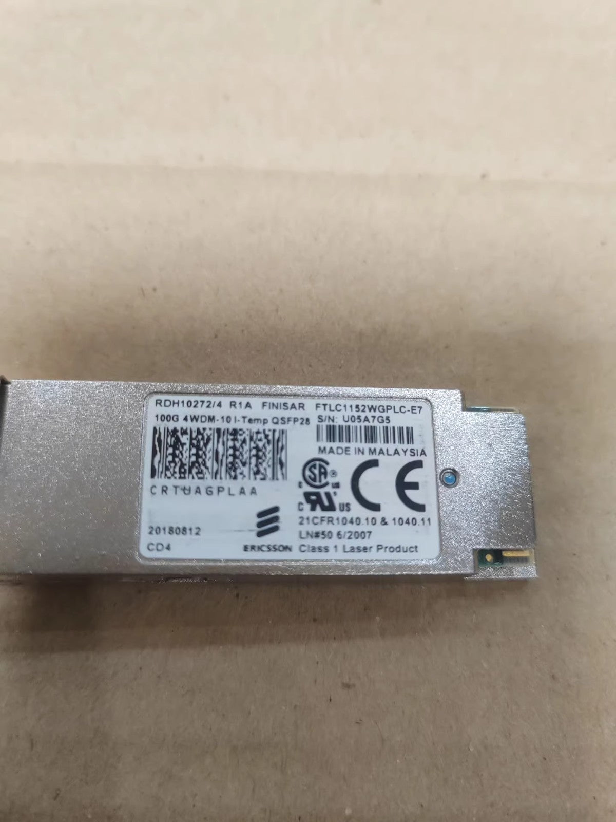1PCS Ericsson RDH10272/4 QSFP28 CWDM4 10km 100G FTLC1152WGPLC-E7 CRTUAGPLAA