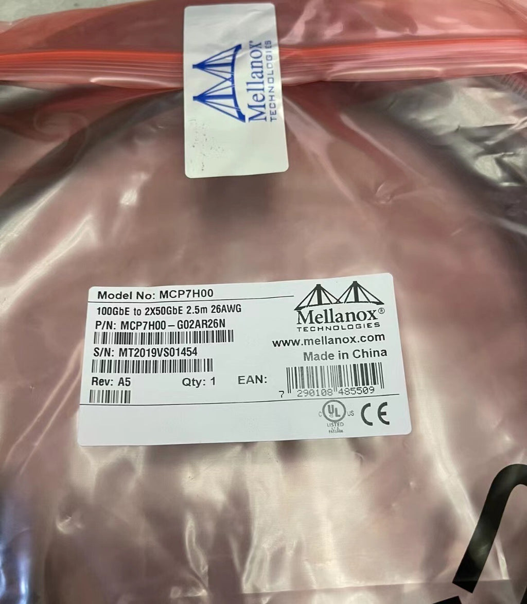 1x New Mellanox MCP7H00-G02AR26N 100GbE to 2X50GbE 2.5m 26AWG QSFP28 | Fedex P1