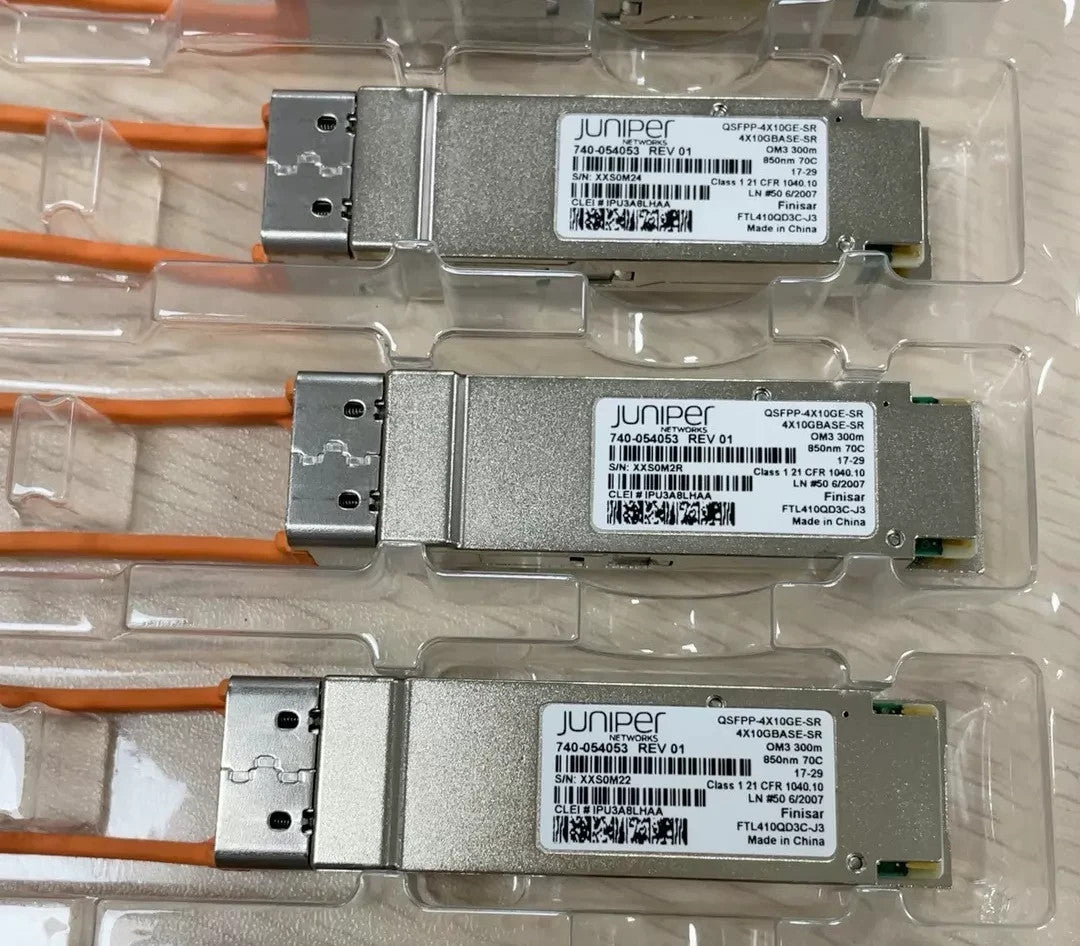 1pcs Juniper 740-054053 QSFPP-4X10GE-SR 4X 10Gbase 850 MPO-12 Transceiver Module