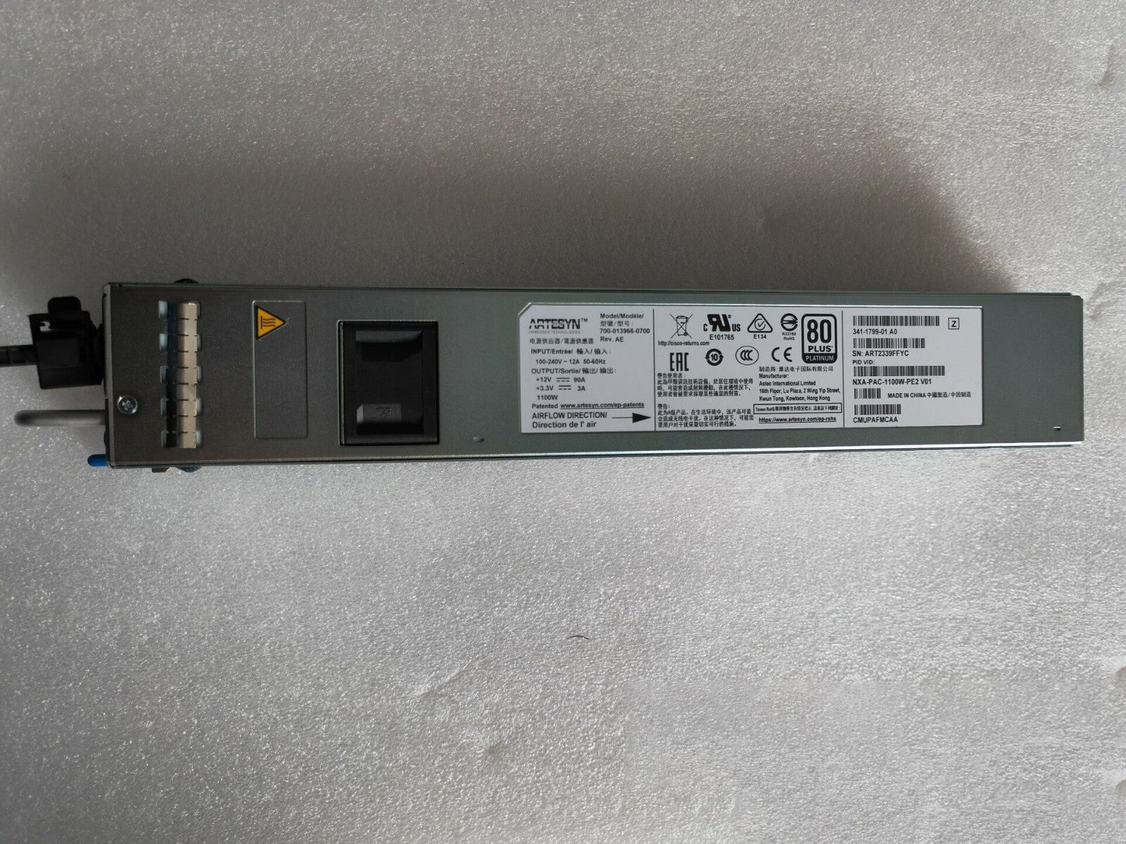 Cisco NXA-PAC-1100W-PE2 Nexus AC 1100W Fuente de alimentación probada