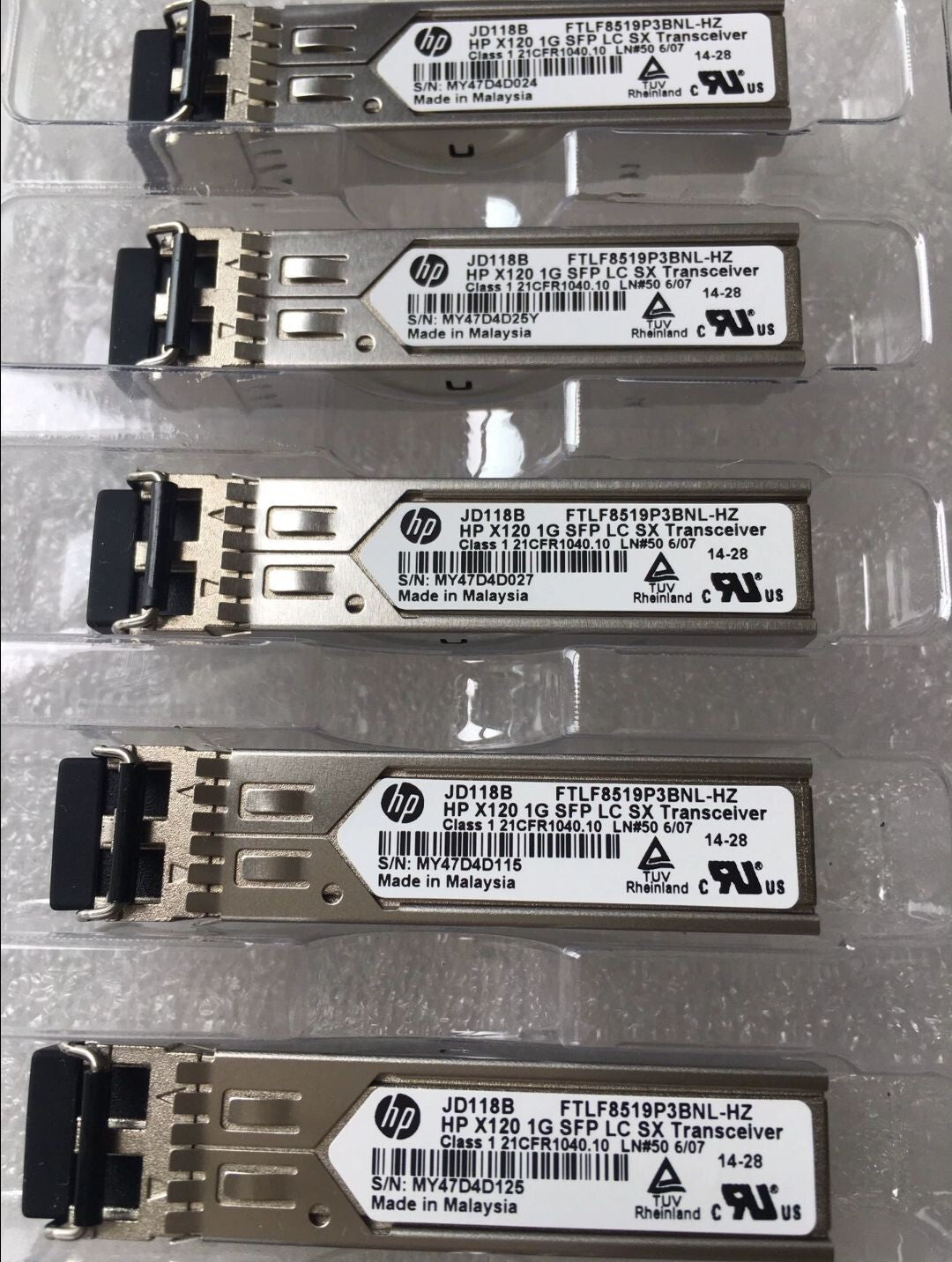 5pcs JD118B HP FTLF8519P3BNL-HZ X120 1G SFP LC SX 850nm SFP TRANSCEIVER Module
