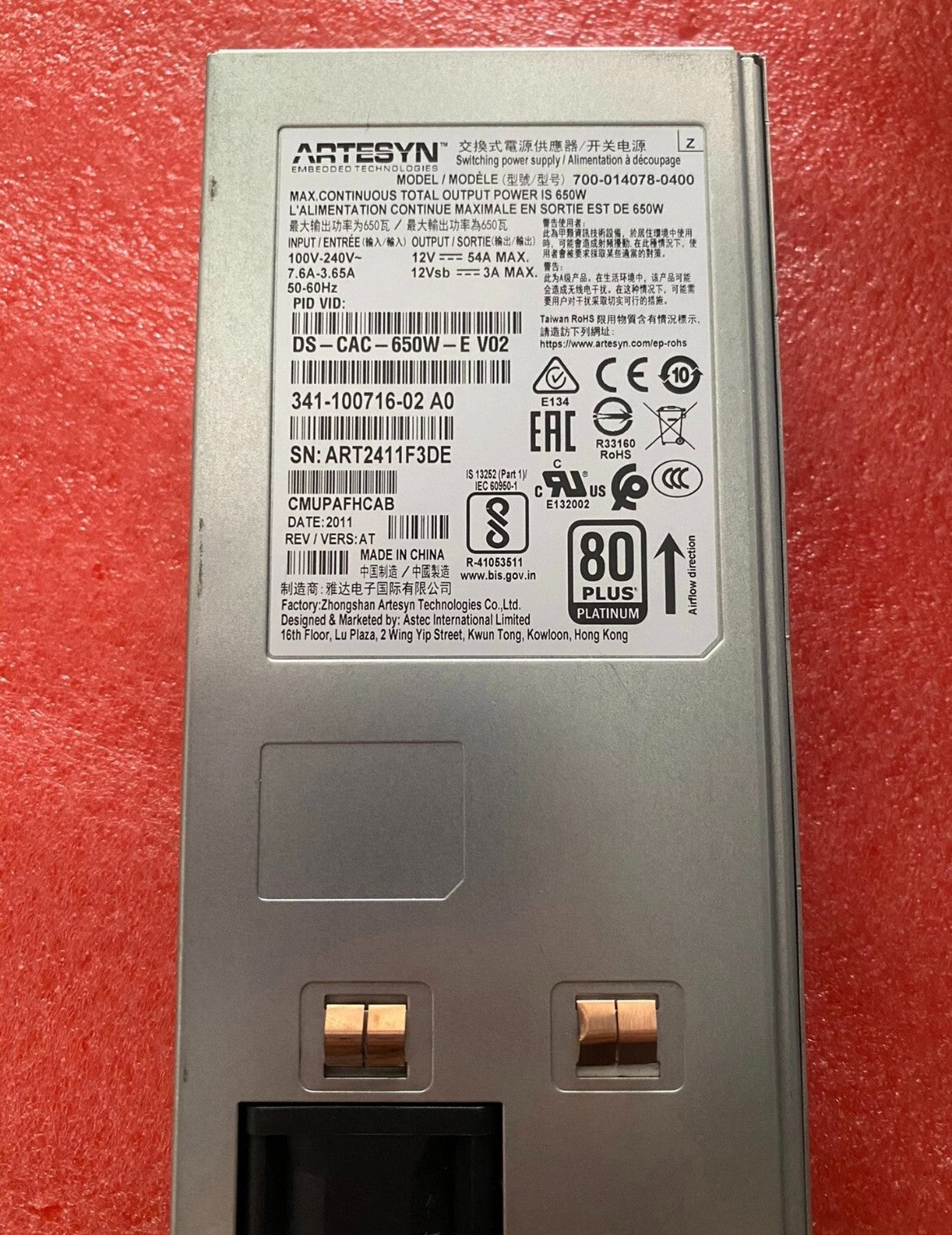 1PC Cisco DS-CAC-650W-E V02 Power Supply VIA Fedex P1