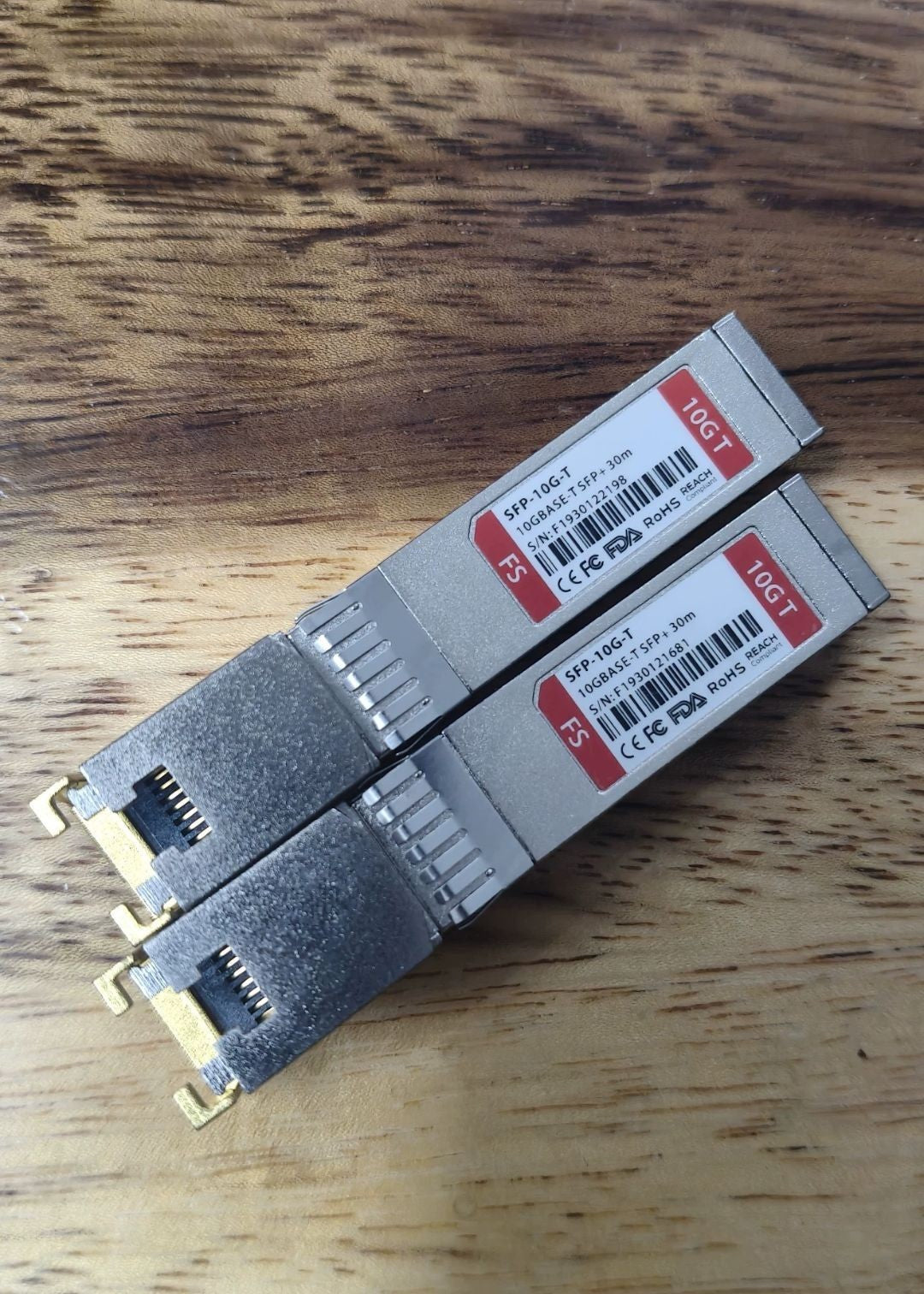 2pcs Fiberstore SFP-10G-T 30m 10GBASE-T SFP+ RJ45 Transceiver Good work