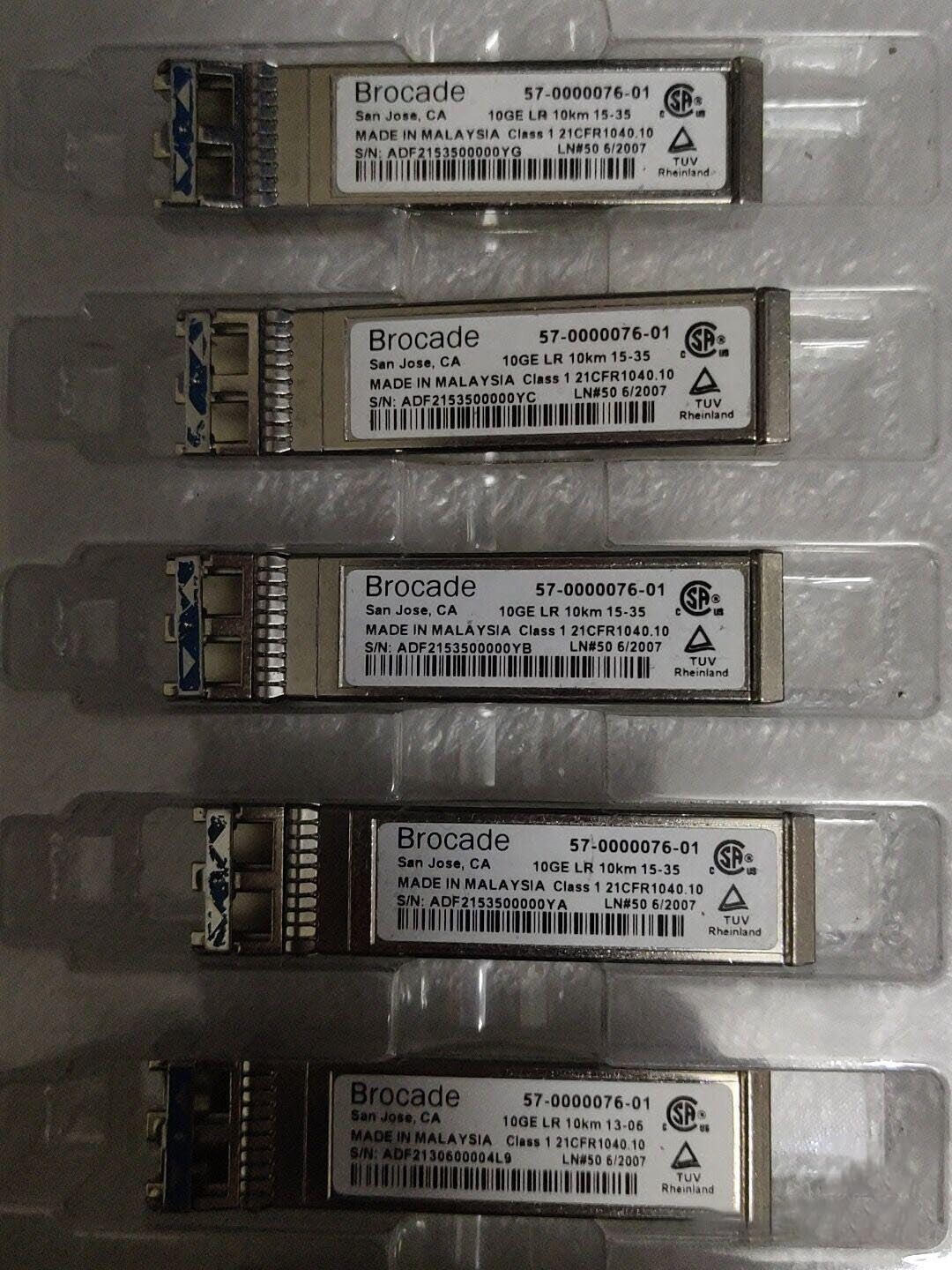 Lot of 5 Brocade 57-0000076-01 SFP+10G 1310nm 10GE-LR 10km Tranceiver