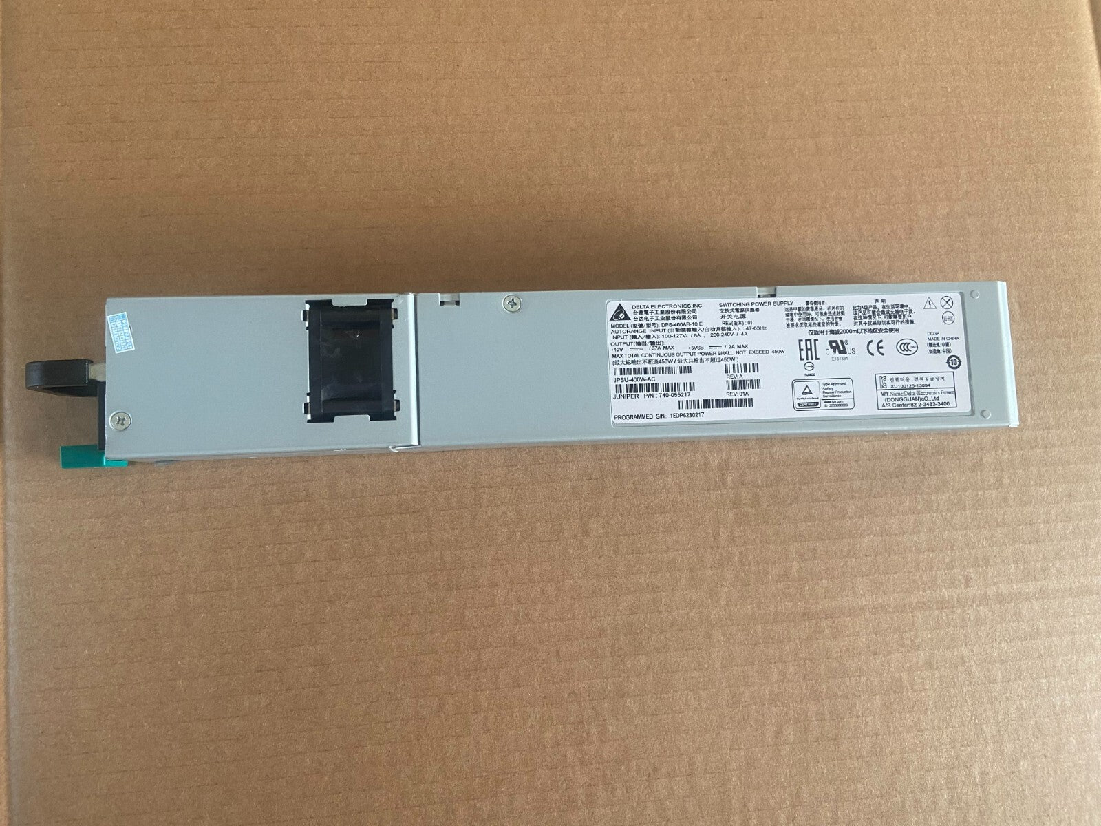 Juniper JPSU-400W-AC Fuente de alimentación Juniper de 400 W para SLIM 1U SRX1500 CA
