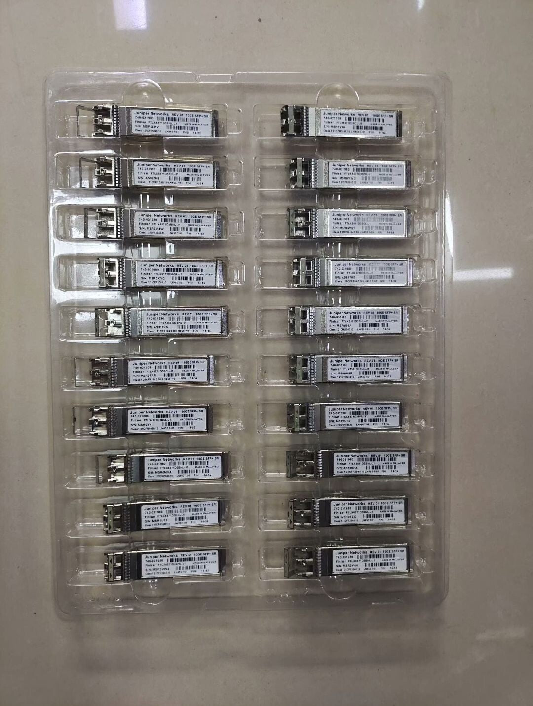 Lot of 8 Juniper EX-SFP-10GE-SR SFP-10GE-SR 740-031980 10GE SFP+ SR Transceiver