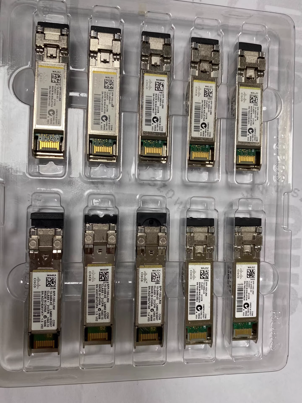 Lot of 5  Genuine Cisco SFP-10G-LRM 10G Base 10-2456-02 /03 Transceiver Module