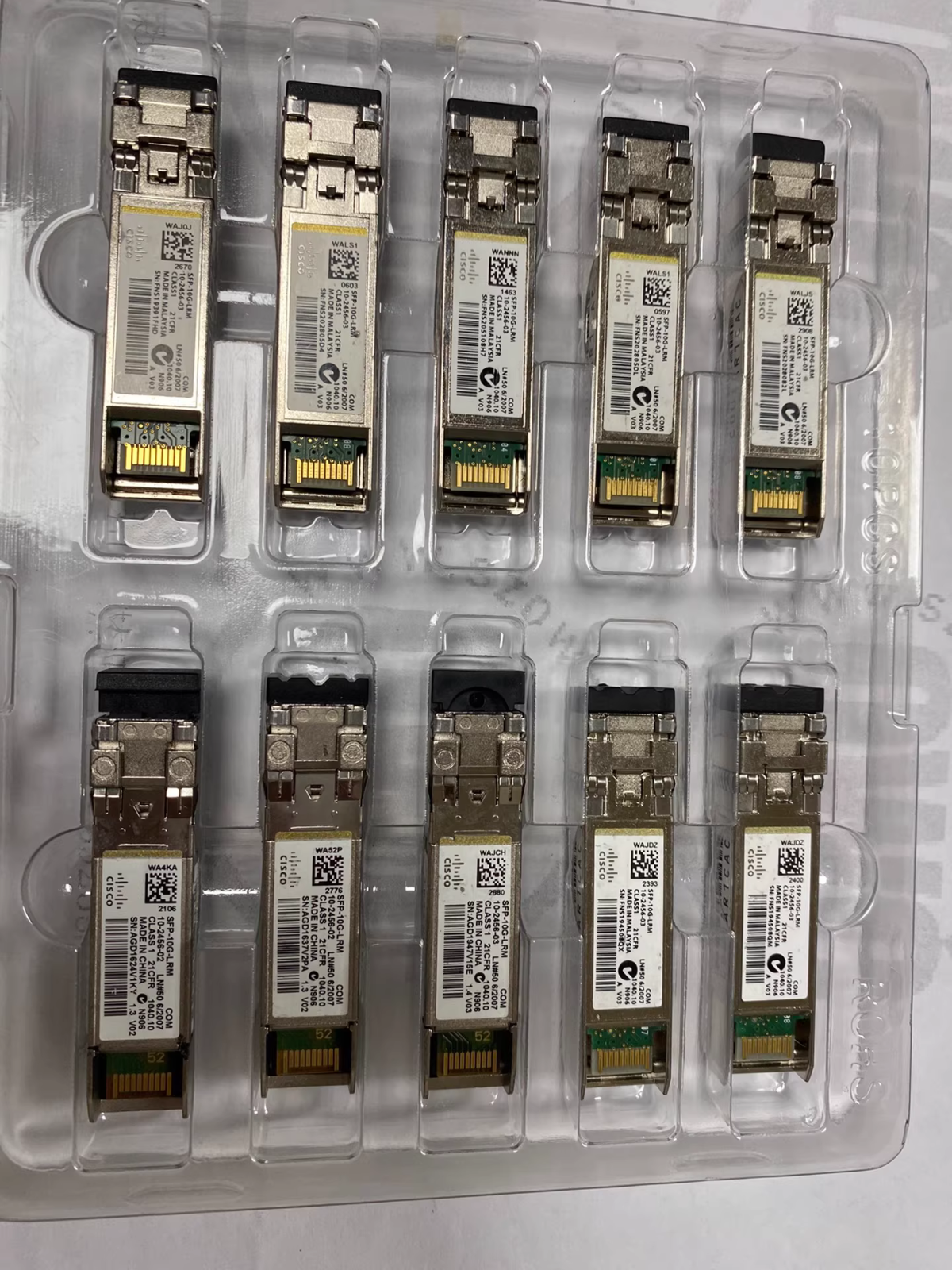 Lot of 5  Genuine Cisco SFP-10G-LRM 10G Base 10-2456-02 /03 Transceiver Module
