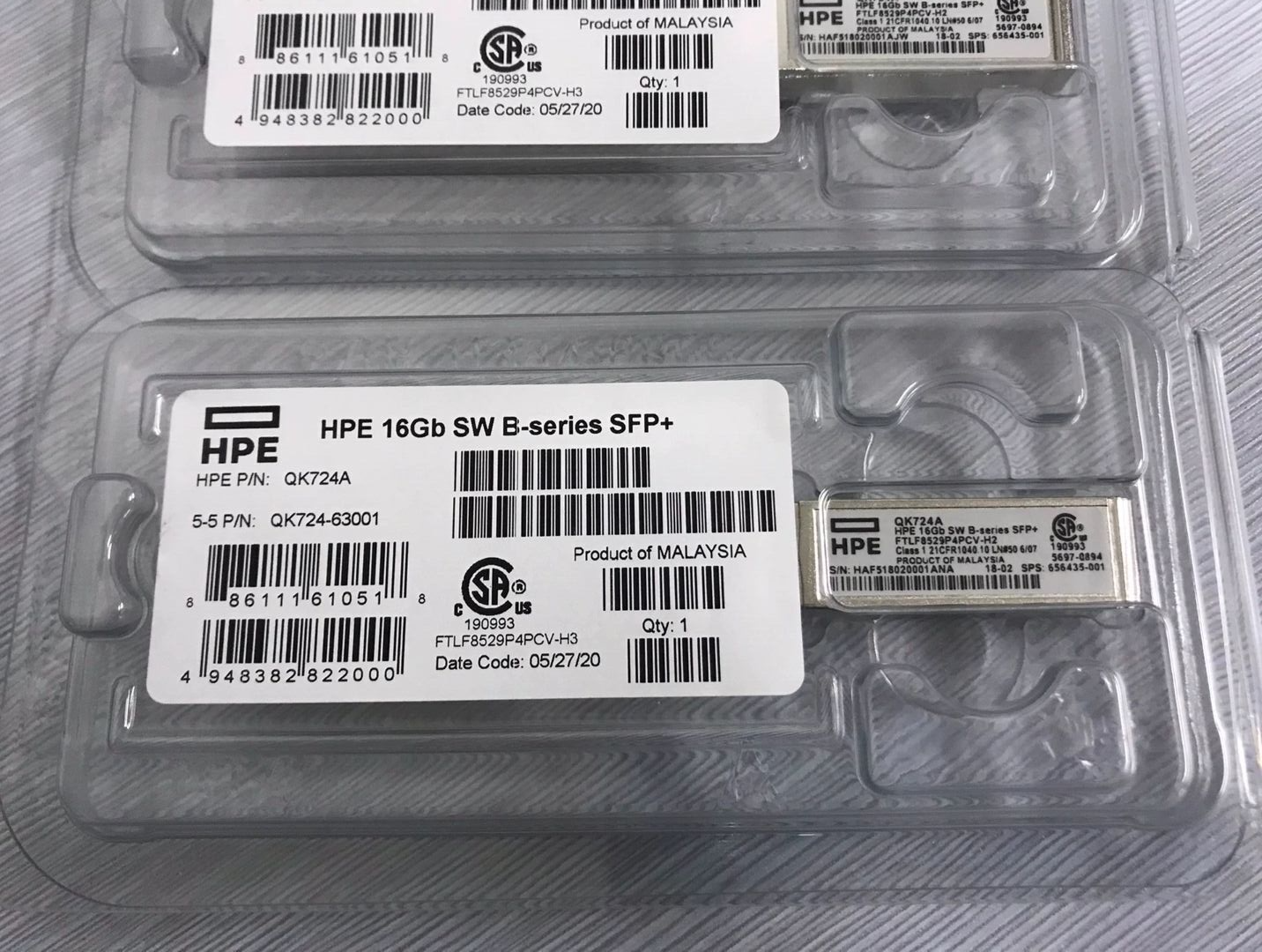 4pcs HPE | QK724A | FTLF8529P4PCV-H2 | 16Gb SW B-SERIES SFP+ Transceiver