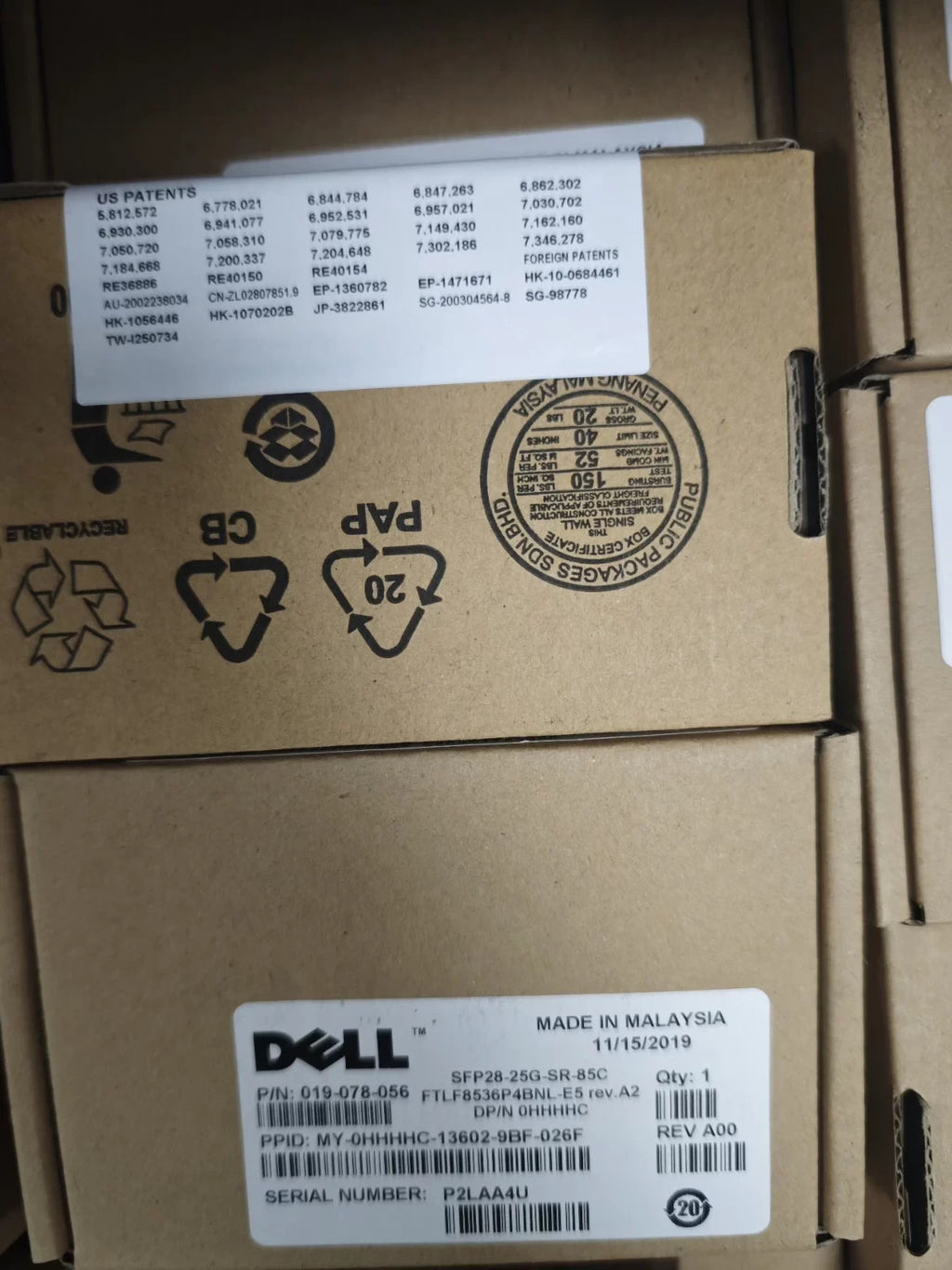 NEW DELL FTLF8536P4BNL-E5 SFP 25G SFP28-25G-SR-85C Optical Transceiver 0HHHHC